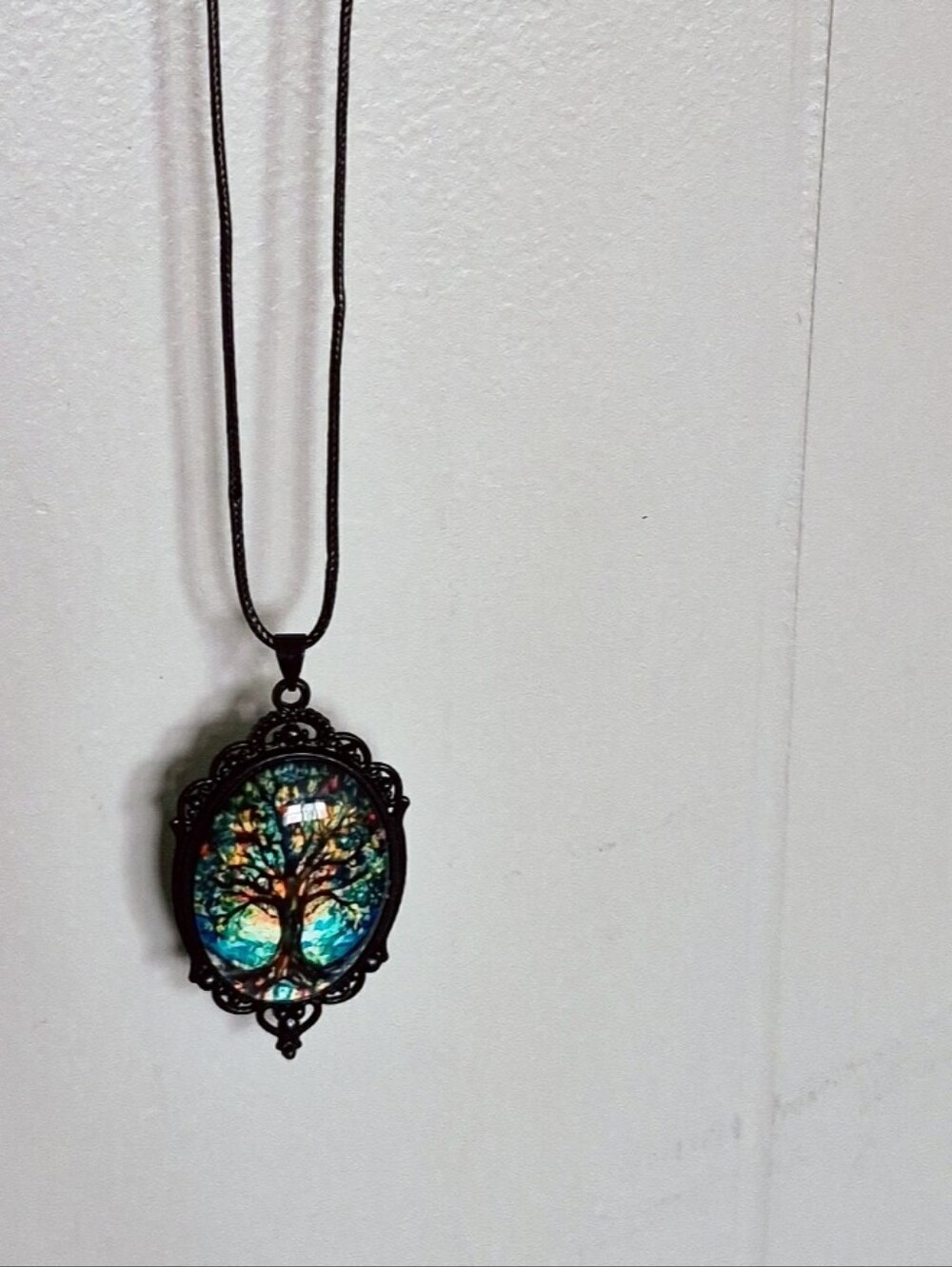 Vintage-Inspired Tree of Life Pendant Necklace in Blue-Green